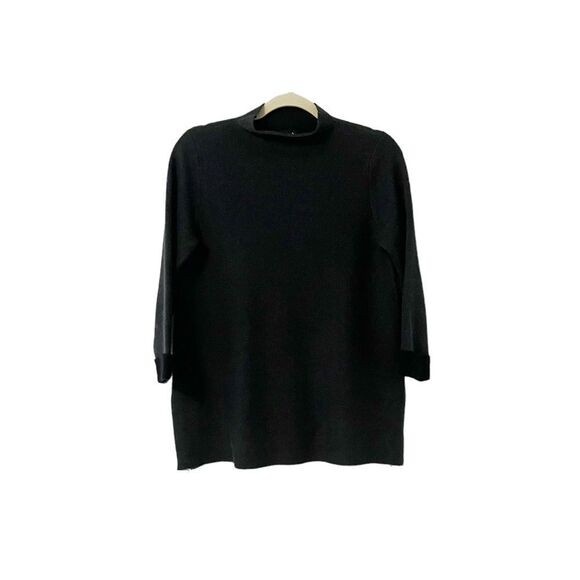 Nanette Lepore 3/4 Sleeve Mock Neck Wool Blend Sweater Dark Gray Size S - Picture 1 of 8